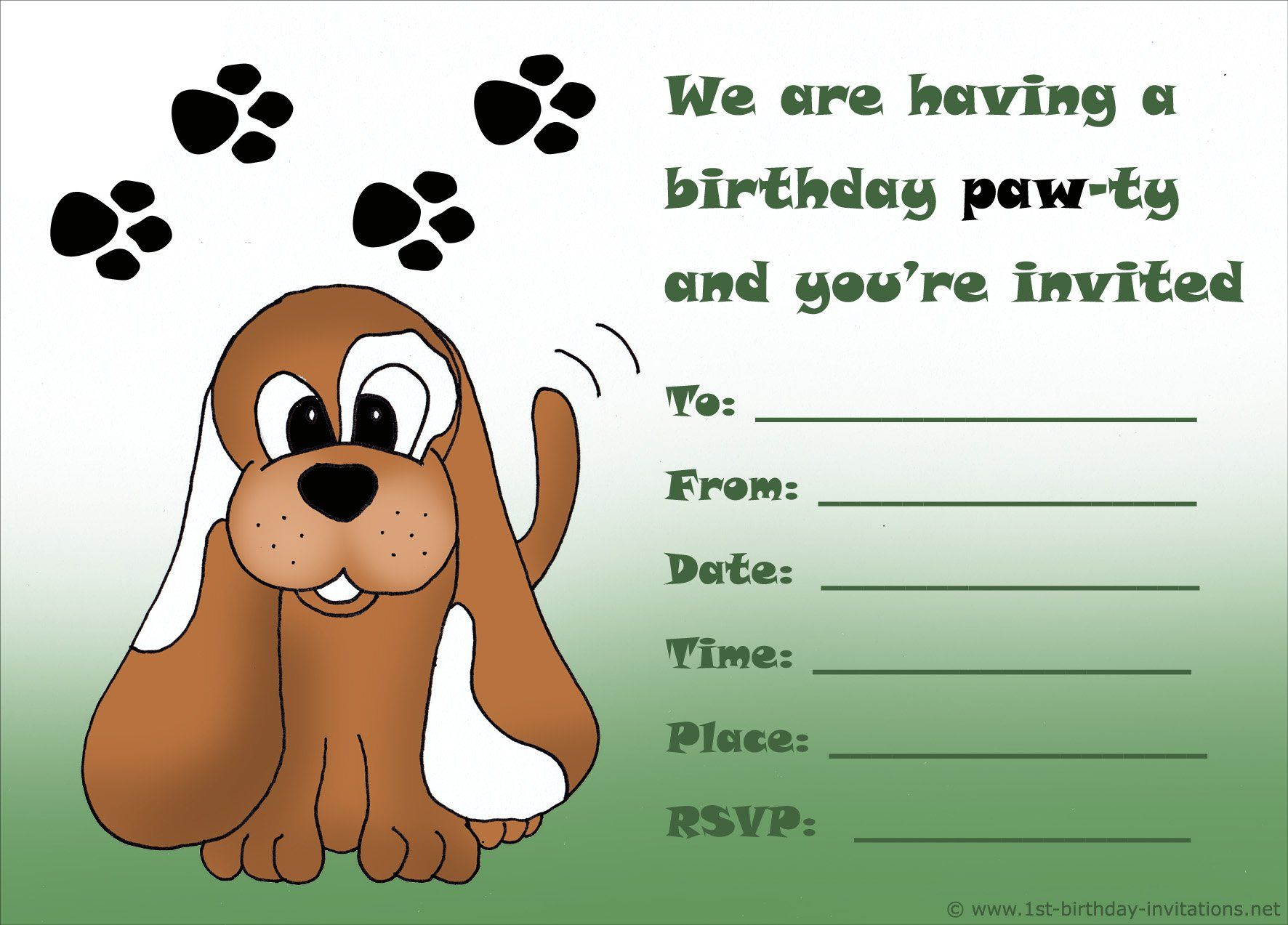 Boy-Birthday-Invitation-Cards-Free-Printable | Birthday Invitations - Free Printable Puppy Dog Birthday Invitations