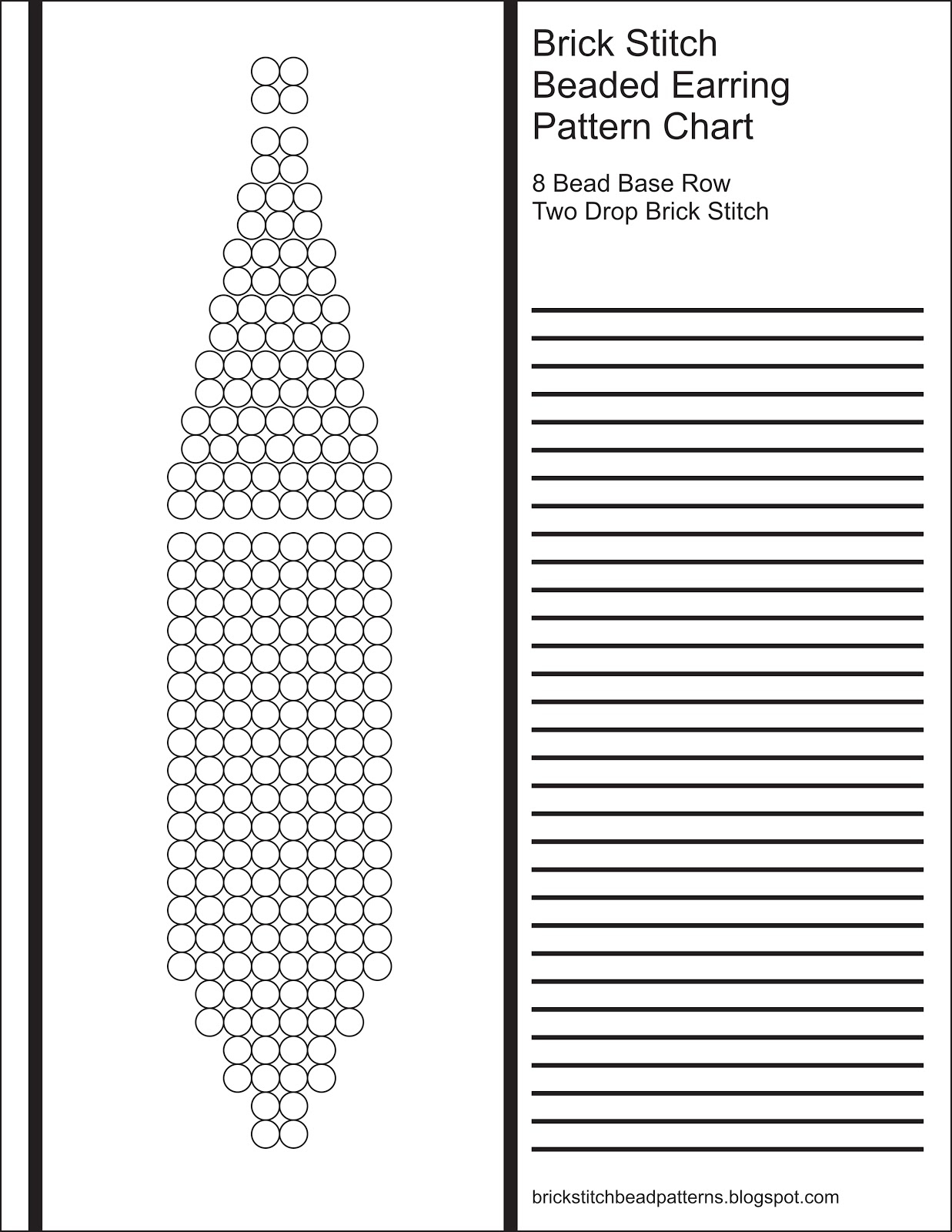 Brick Stitch Bead Patterns Journal: 8 Bead Base Row 2 Drop Blank - Free Printable Beading Patterns