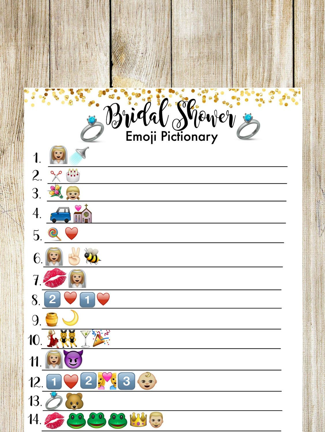 Bridal Shower Pictionary Emoji Game. Bridal Shower Game | Shower - Wedding Emoji Pictionary Free Printable