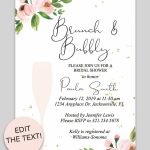 Bridal Shower Printable Invitation (Floral Bubbly | Invitations   Free Printable Bridal Shower Invitations Templates