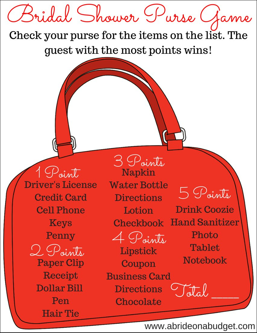 Bridal Shower What&amp;#039;s In Your Purse Game (Plus A Free Printable) | A - Free Printable What&amp;amp;#039;s In Your Purse Game