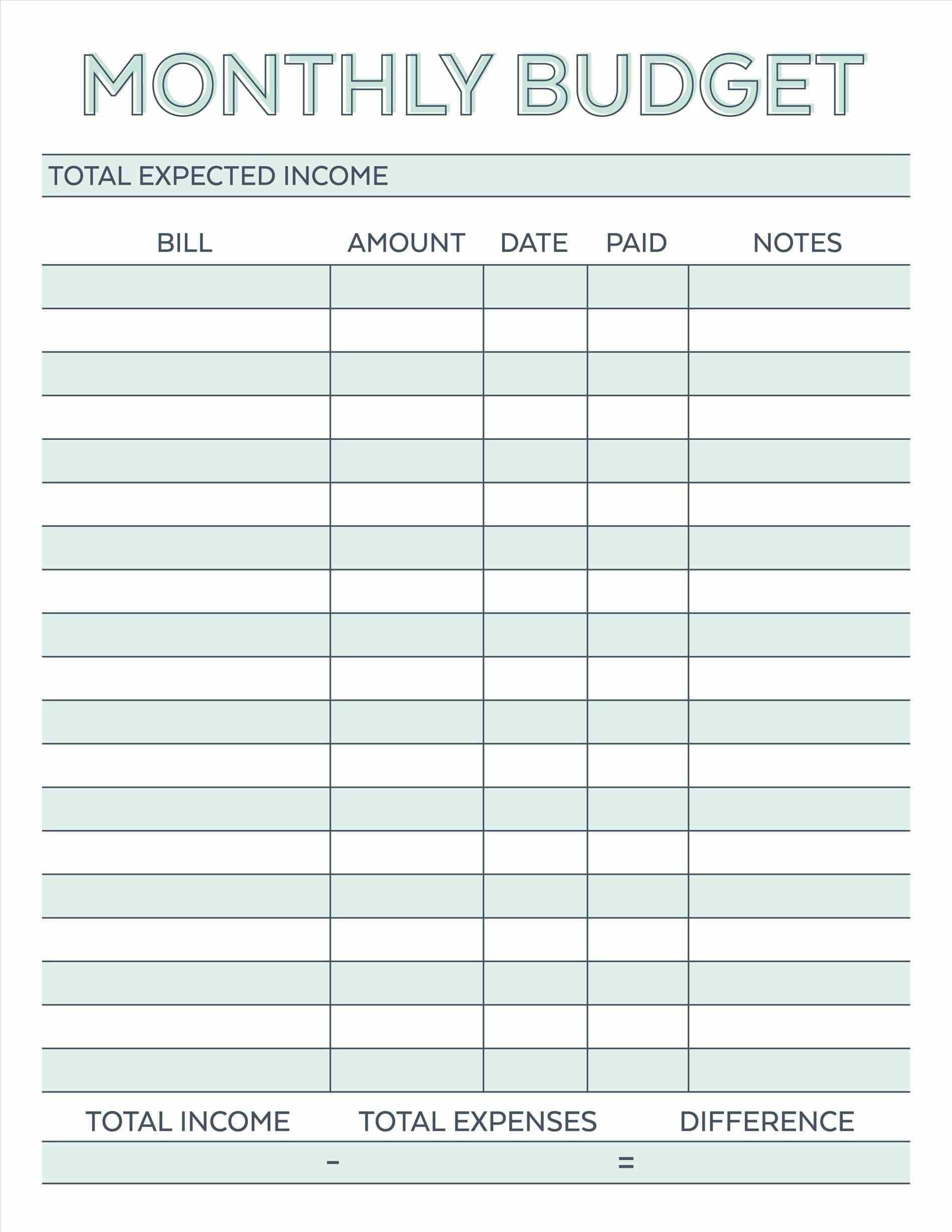 Budget Planner Planner Worksheet Monthly Bills Template Free - Free Printable Budget Sheets