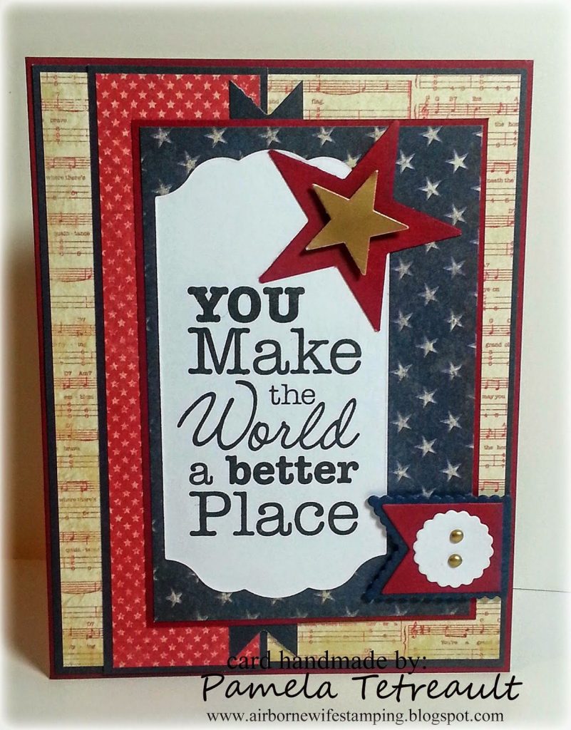 By Pamela Tetreault Patriotic Card Sentiment From vertical Free