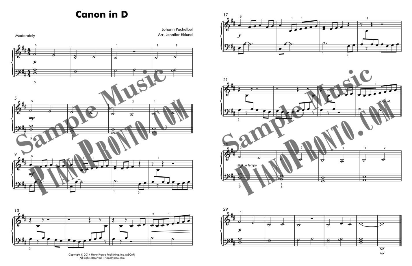 Canon In D - Easy Piano Version | Sheet Music | Piano Pronto Publishing - Canon In D Piano Sheet Music Free Printable