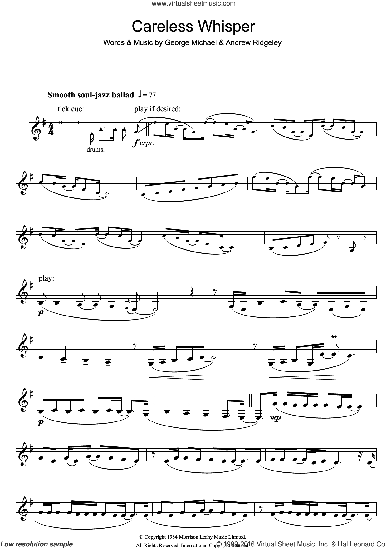 Careless Whisper Sheet Music For Clarinet Solo [Pdf] - Free Sheet Music For Clarinet Printable