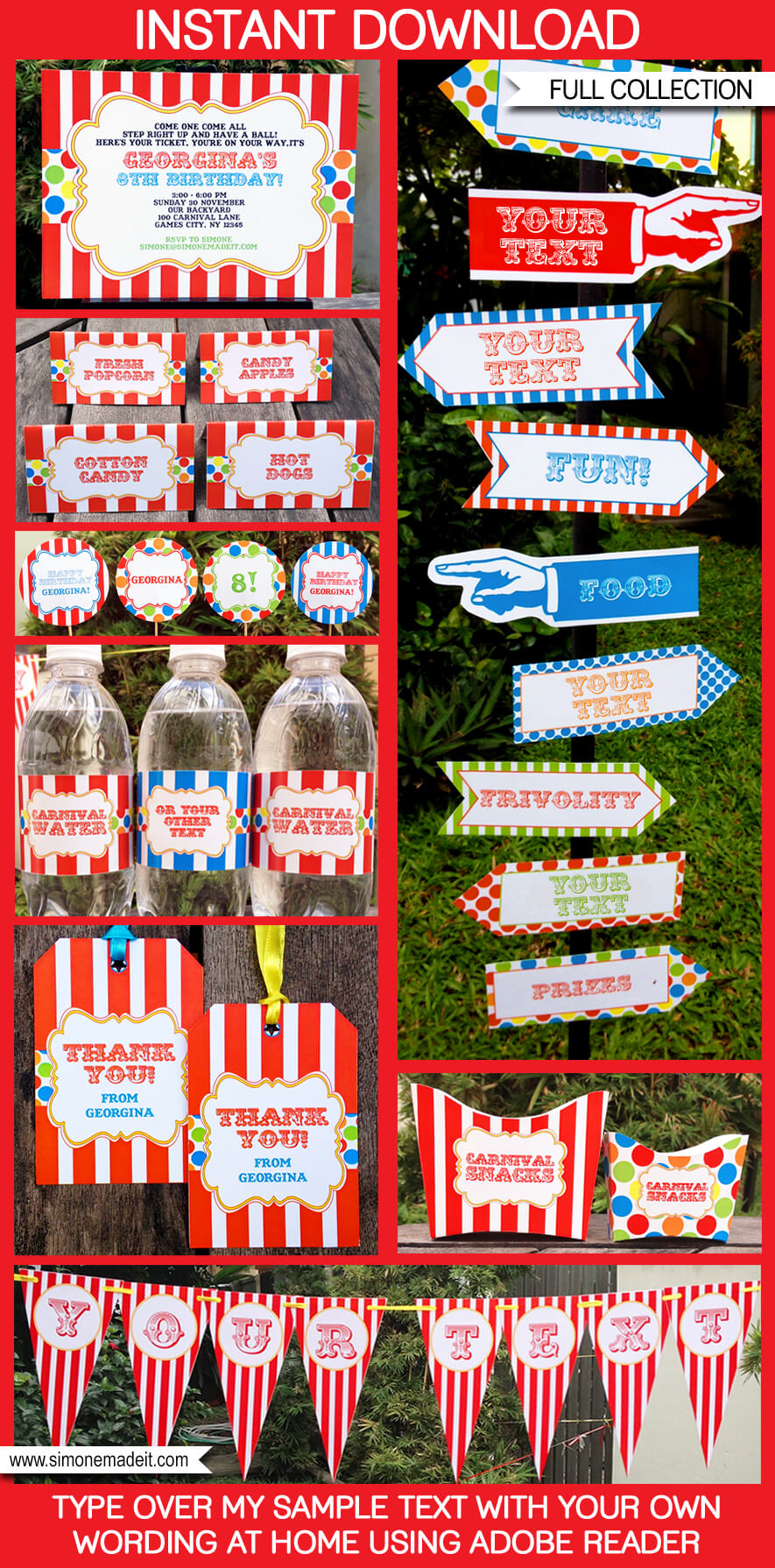 Carnival Party Printables, Invitations &amp;amp; Decorations – Colorful - Free Printable Carnival Decorations