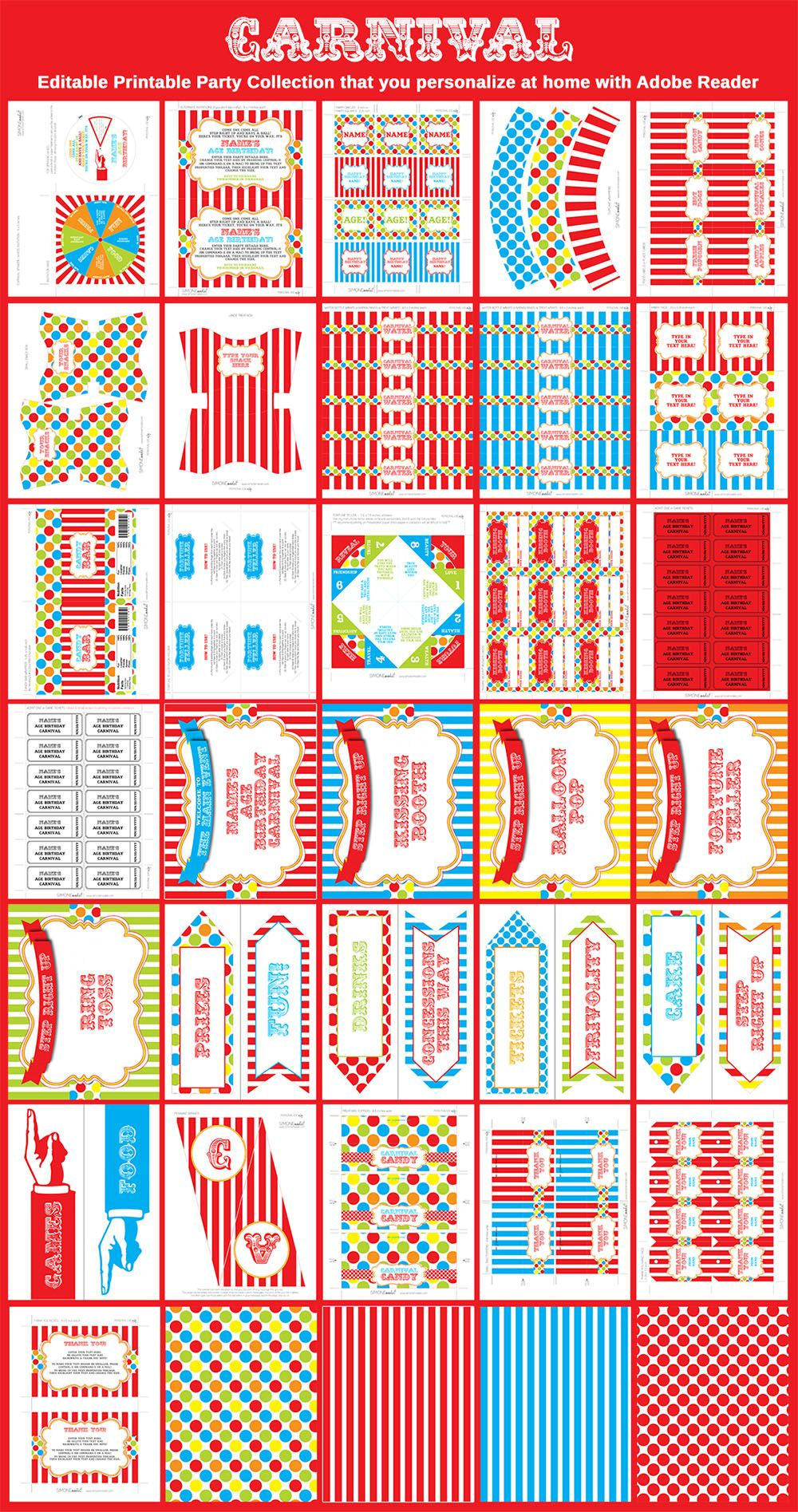 Carnival Party Printables | Martha | Pinterest | Carnival Birthday - Free Printable Carnival Decorations