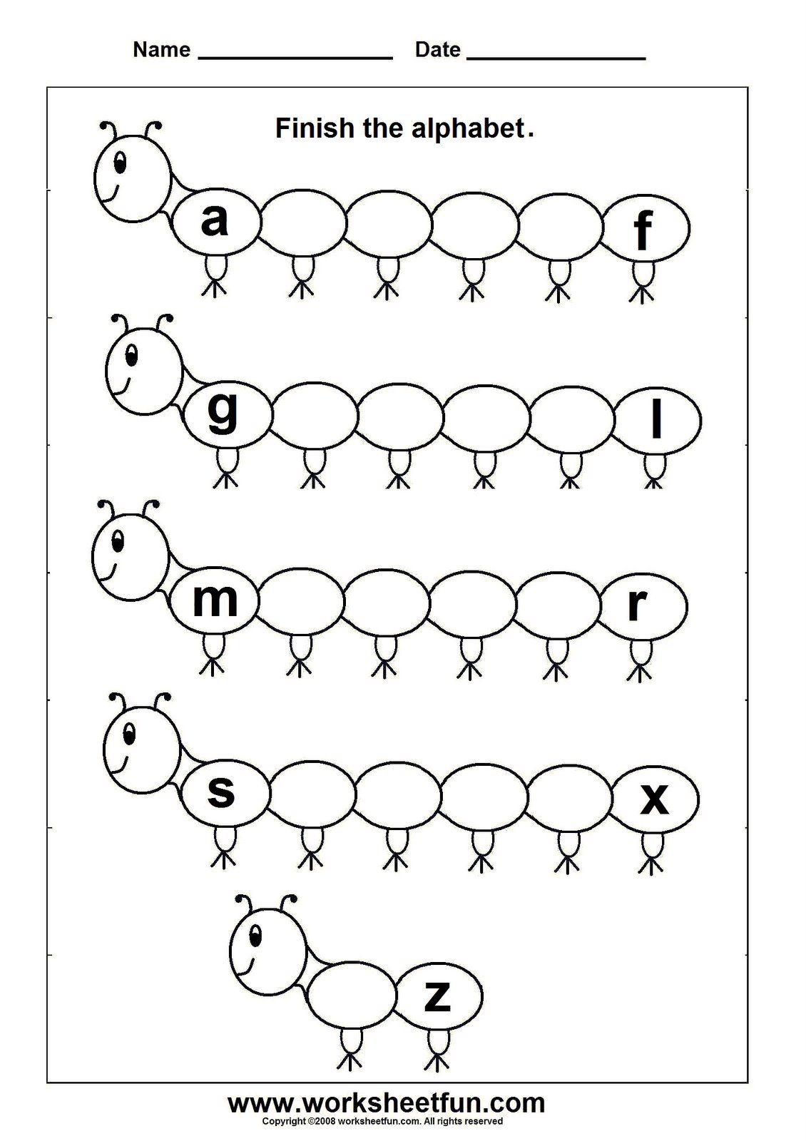 Caterpillar Alphabet Practice. Free Printable! | #kindergarten - Free Printable Alphabet Worksheets