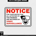 Cctv Alarm Monitored Hour Video Camera Sign Vector Style Version   Printable Video Surveillance Signs Free