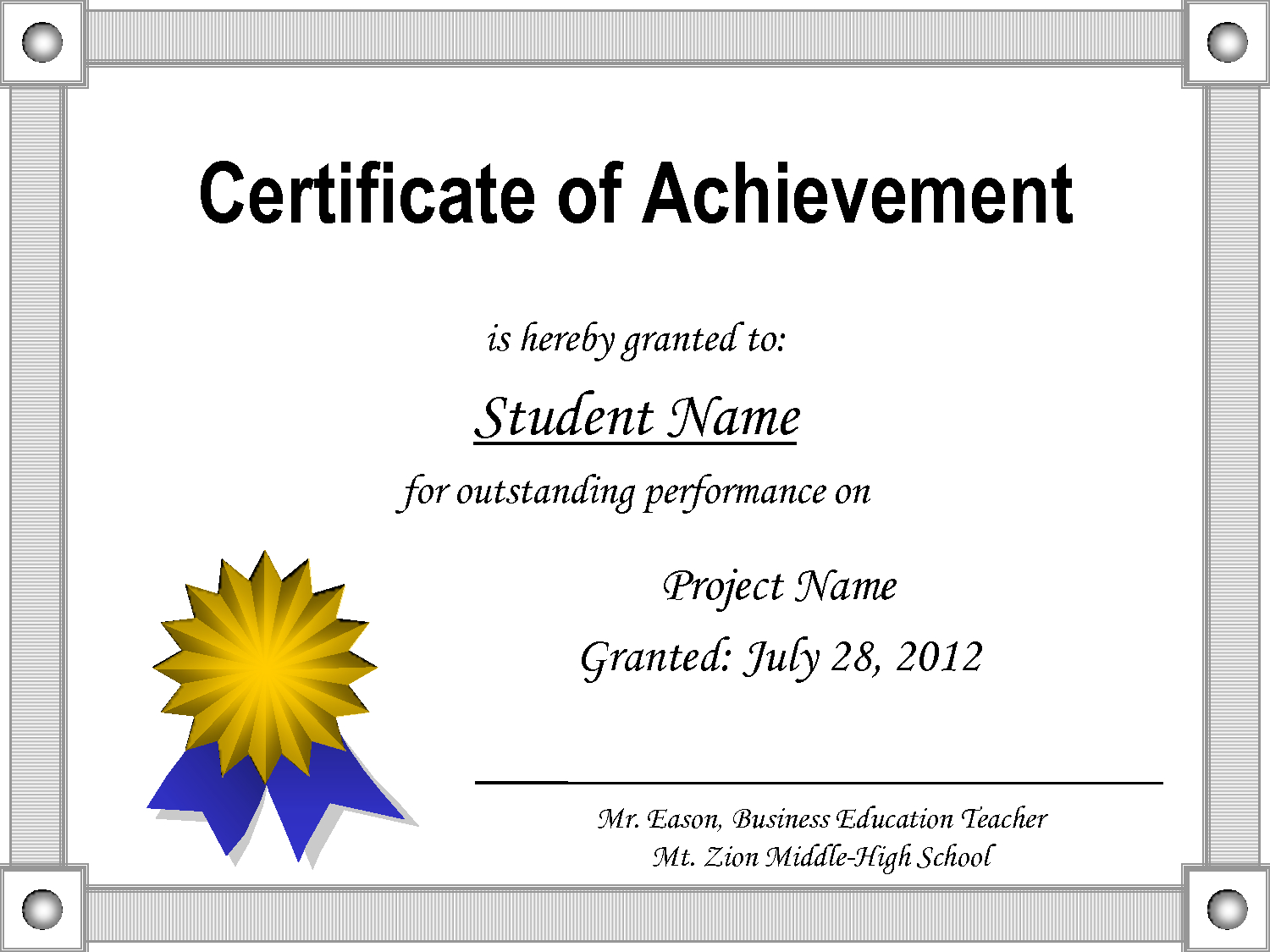 Certificate-Of-Achievement-Template - Free Printable Certificates For Students