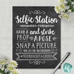 Chalkboard Selfie Station Sign / Wedding Photo Booth Sign | Etsy   Selfie Station Free Printable