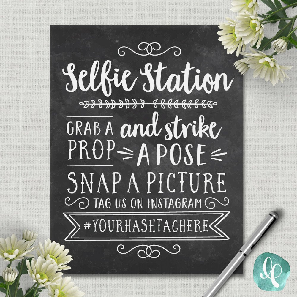 Chalkboard Selfie Station Sign / Wedding Photo Booth Sign | Etsy - Selfie Station Free Printable