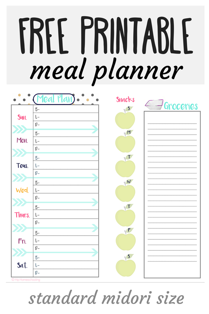 Check Out This Free Meal Planner And Grocery List Midori Insert! - Free Printable Menu Planner