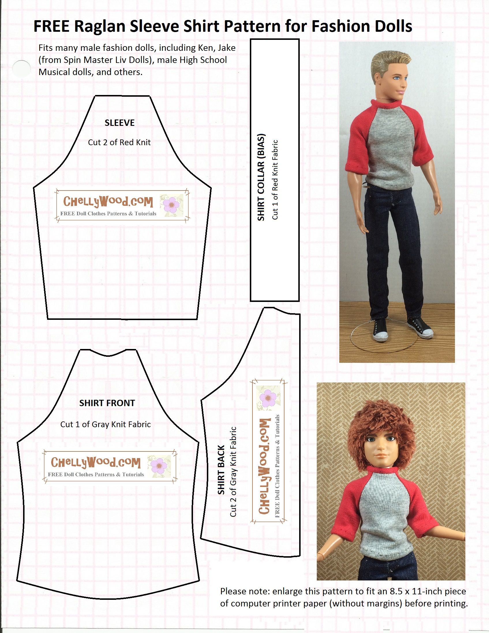 Chellywood Has Free, Printable Sewing Patterns For Lots Of - Ken Clothes Patterns Free Printable