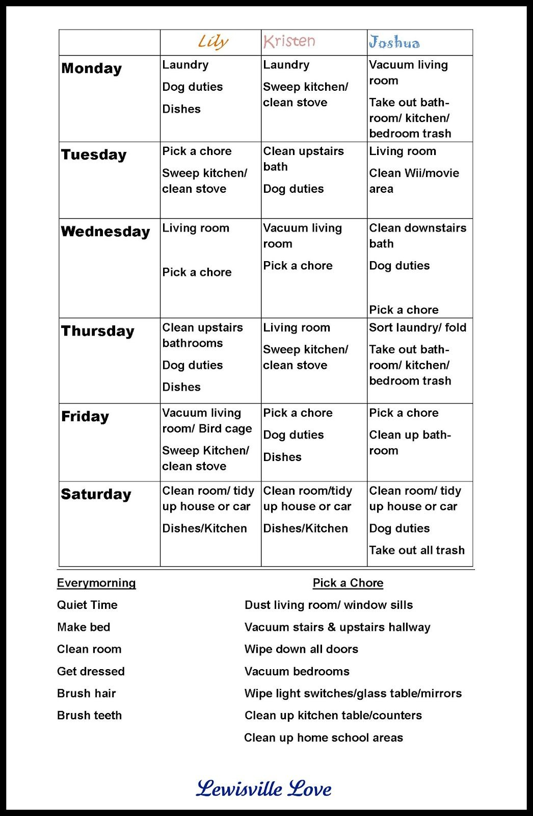 Chore Charts For Teens |The Way, They Love The &amp;quot;pick A Chore - Free Printable Chore List For Teenager