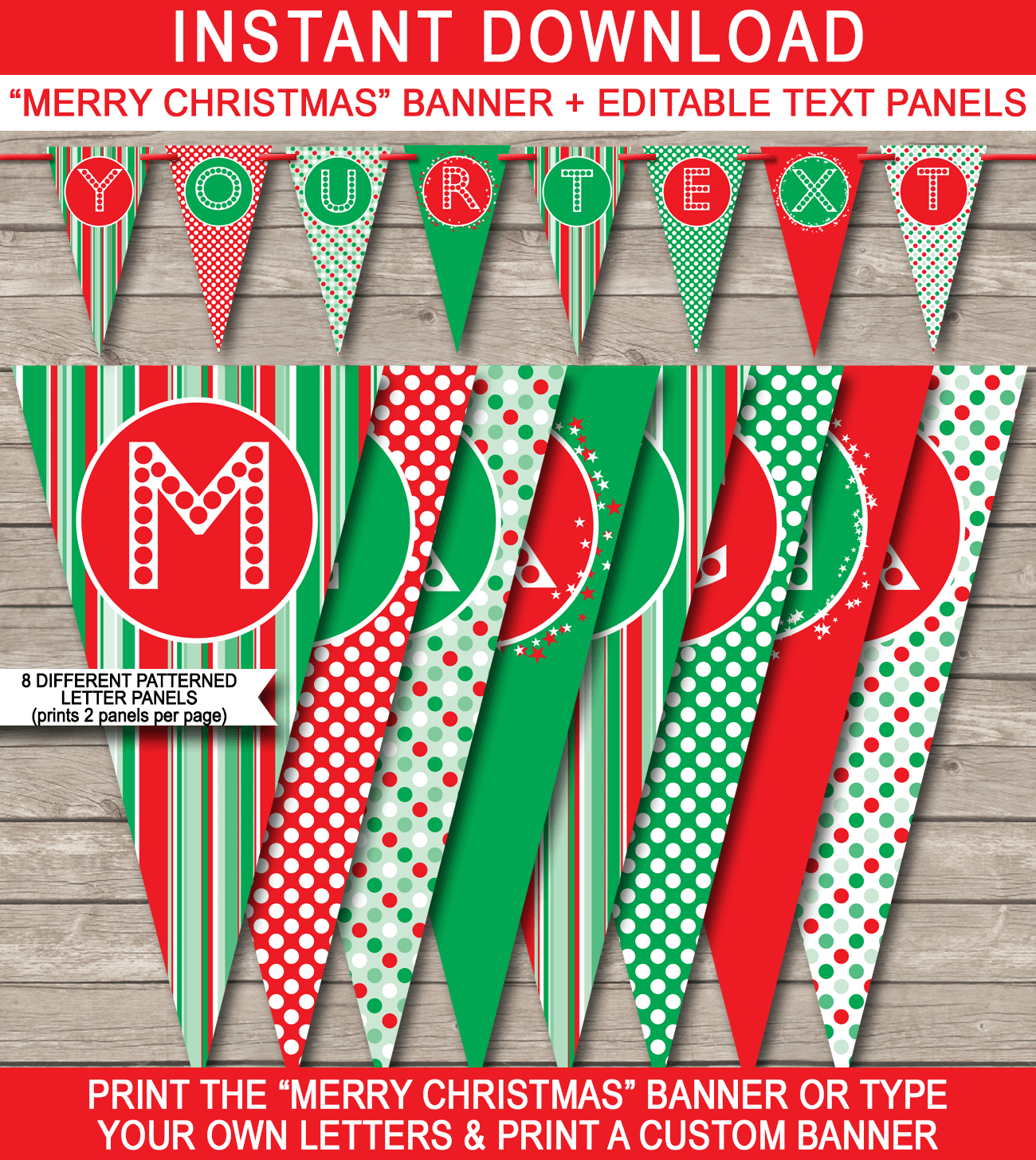 Christmas Banner Template | Merry Christmas Banner | Editable Bunting - Free Printable Christmas Banner
