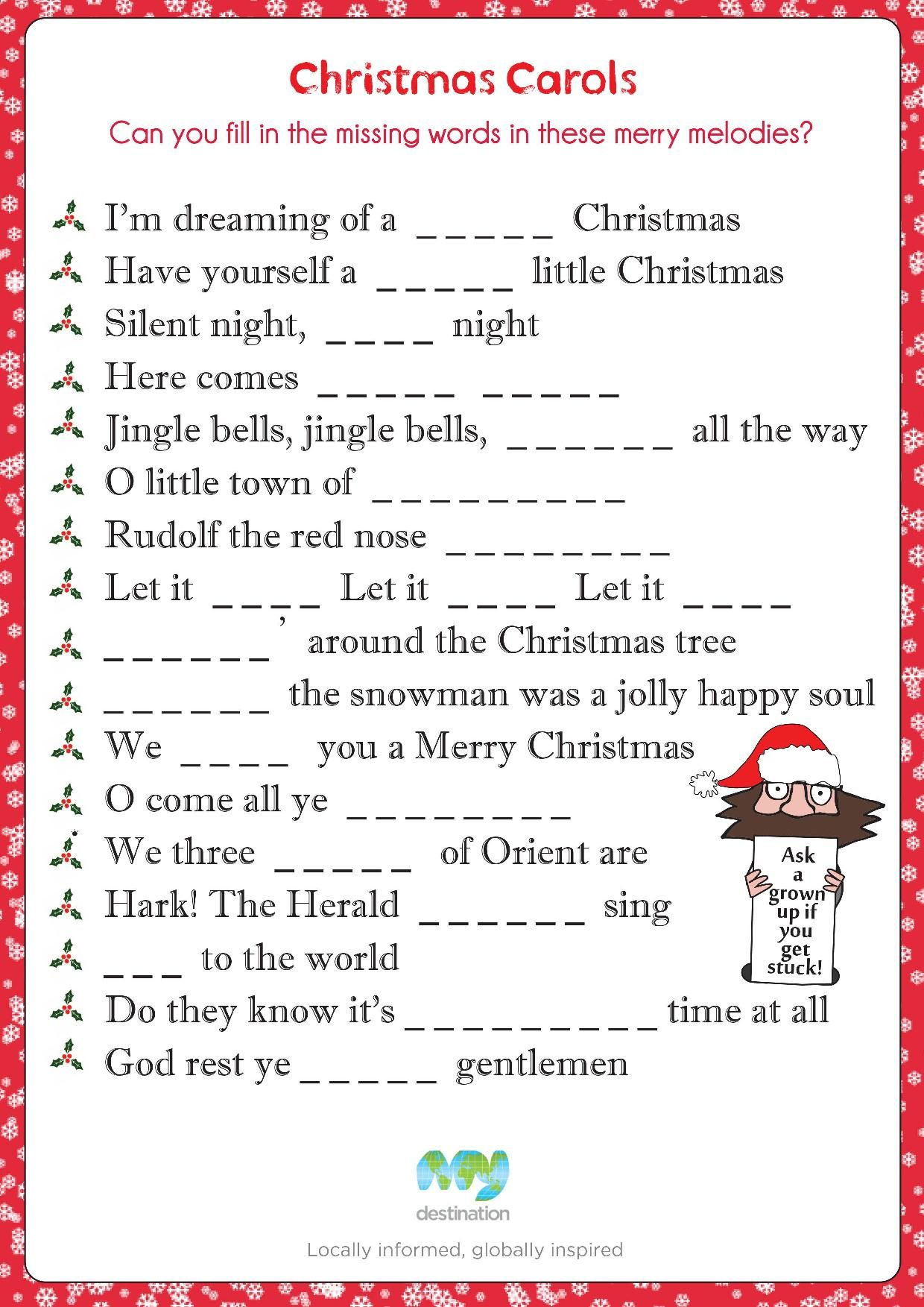 Christmas Song Scramble Free Printable - Free Printable