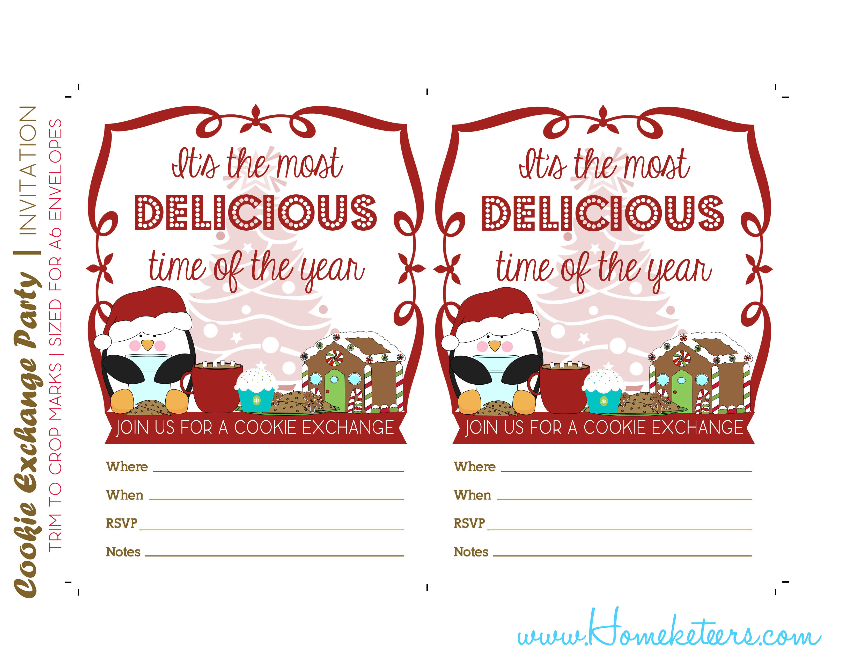 Christmas Cookie Exchange Printables Penguin Theme ~ Free - Free Christmas Cookie Exchange Printable Invitation