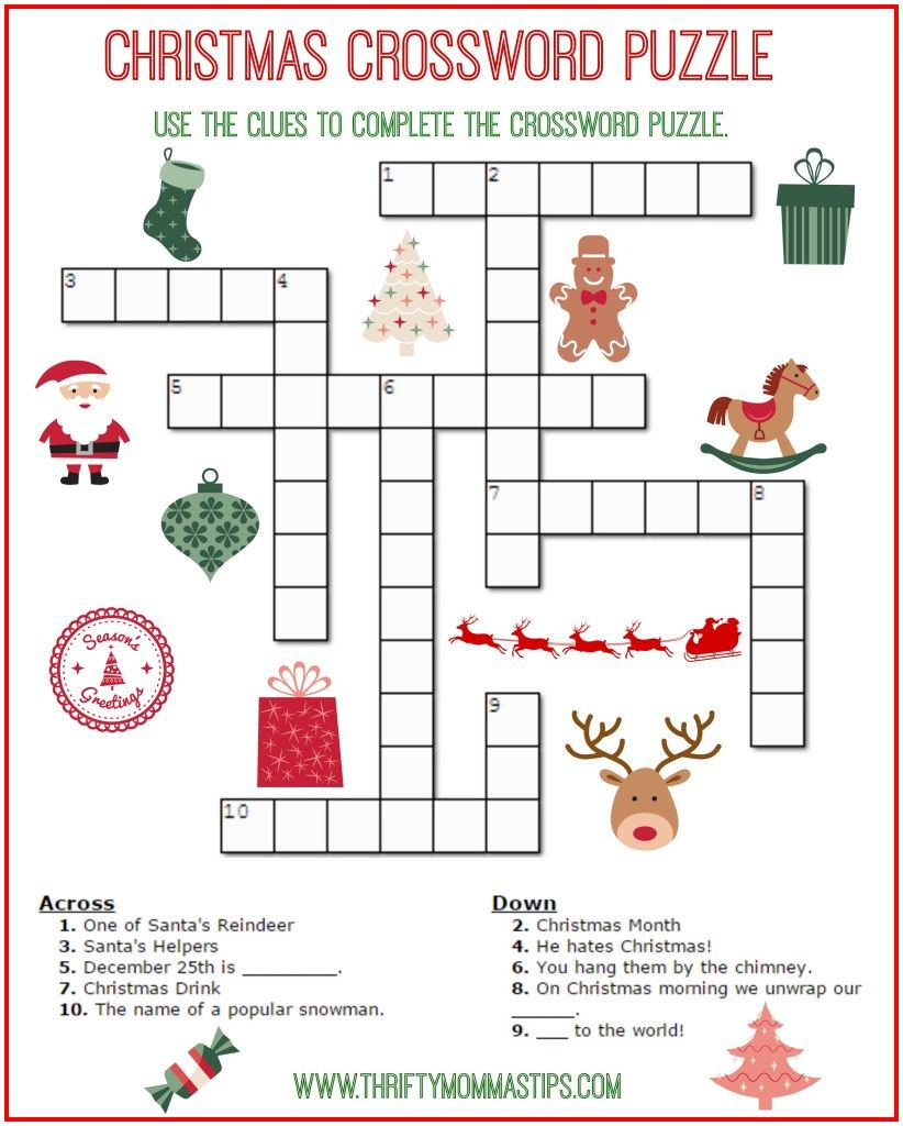 Christmas Crossword Puzzle Printable - Thrifty Momma&amp;#039;s Tips | Aj - Free Printable Christmas Crossword Puzzles For Adults