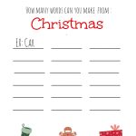 Christmas Games For Kids ~ Free Printable, Christmas Make A Word   Free Printable Word Family Games