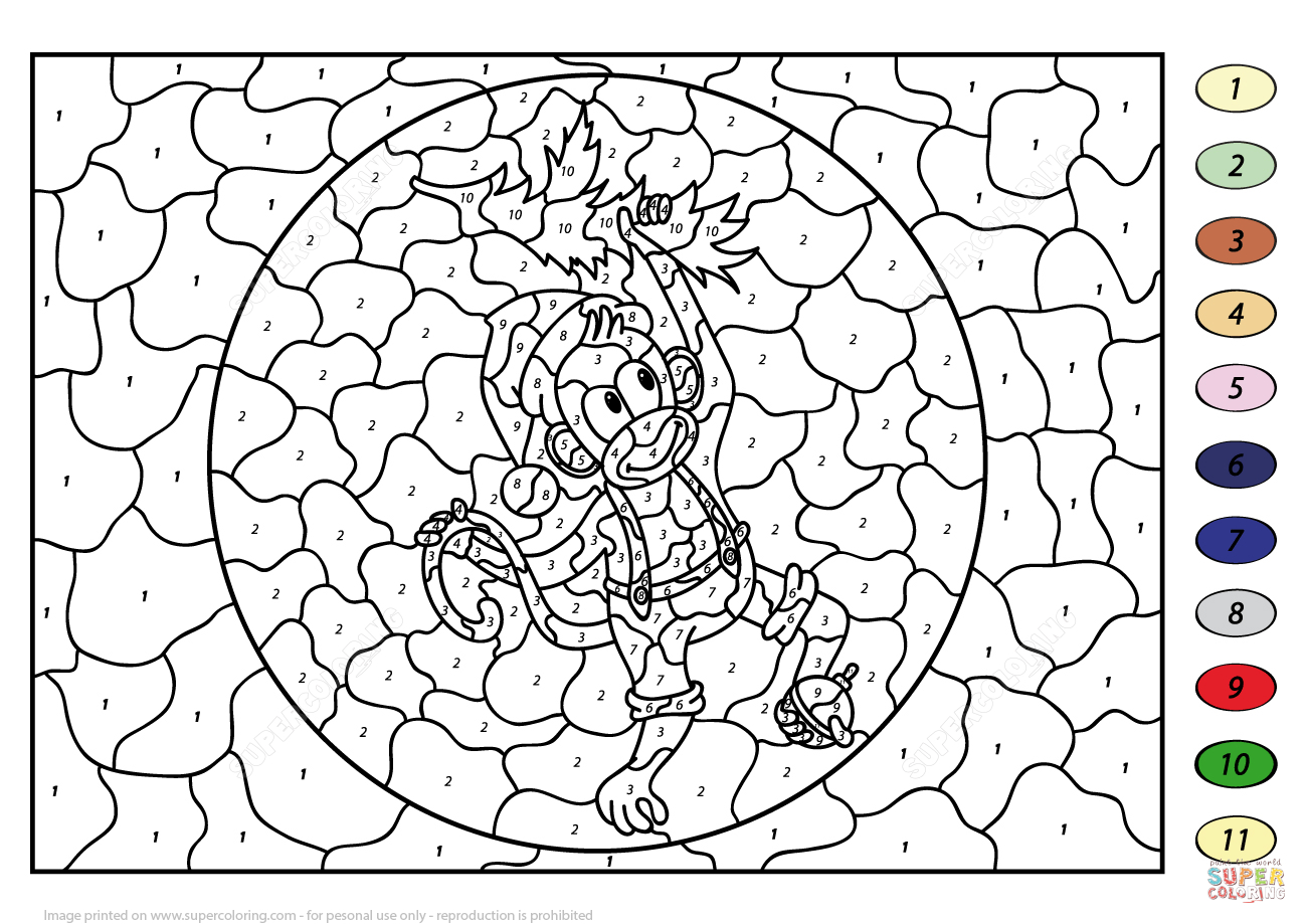 Christmas Monkey Colornumber | Free Printable Coloring Pages - Free Printable Christmas Color By Number Coloring Pages