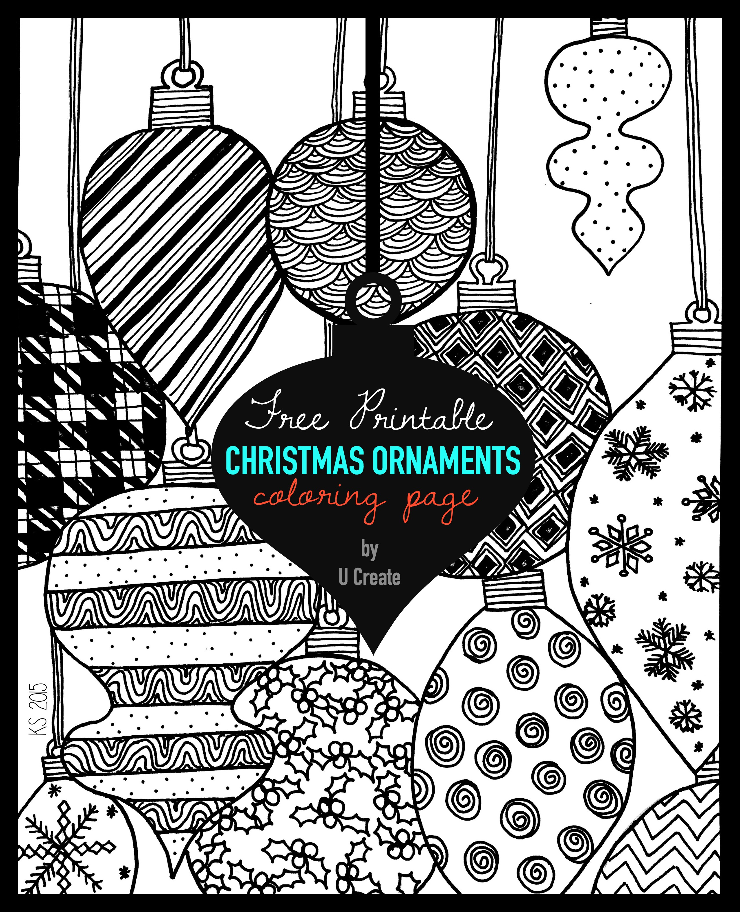 Christmas Ornaments Adult Coloring Page - U Create - Free Printable Christmas Tree Ornaments Coloring Pages