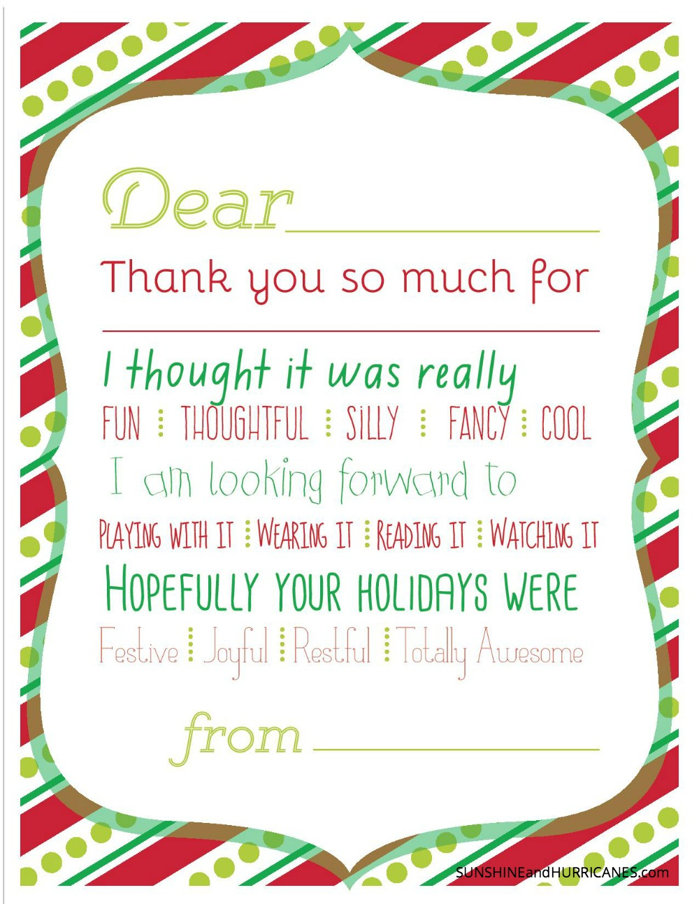 Christmas Printable Thank You Cards For Kids - Fill In The Blank Thank You Cards Printable Free