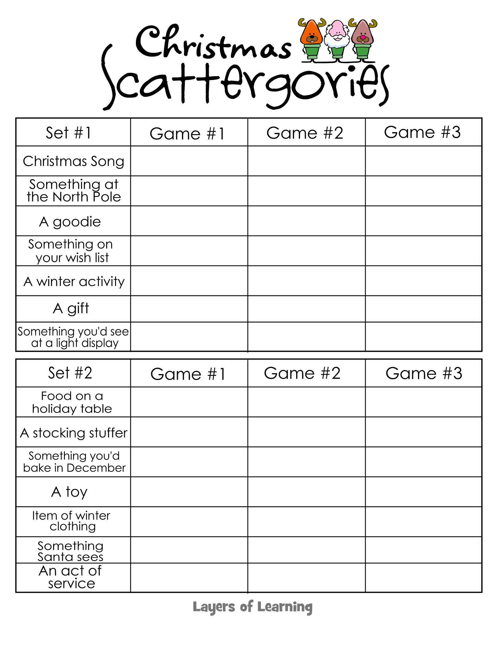 Christmas Scattergories | Homeschool Holidayopedia | Pinterest - Free Printable Activities For Adults