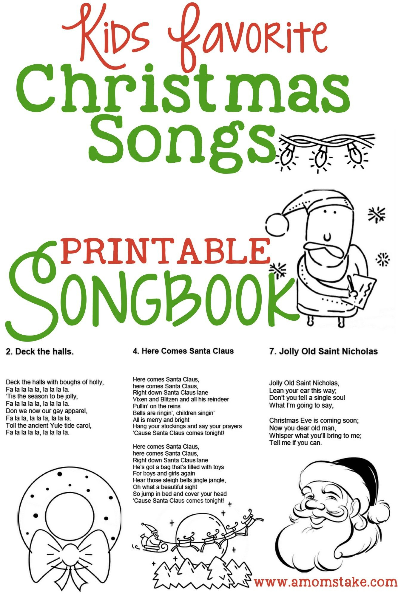 Christmas Songs For Kids – Free Printable Songbook! A Coloring Book - Christmas Song Lyrics Game Free Printable