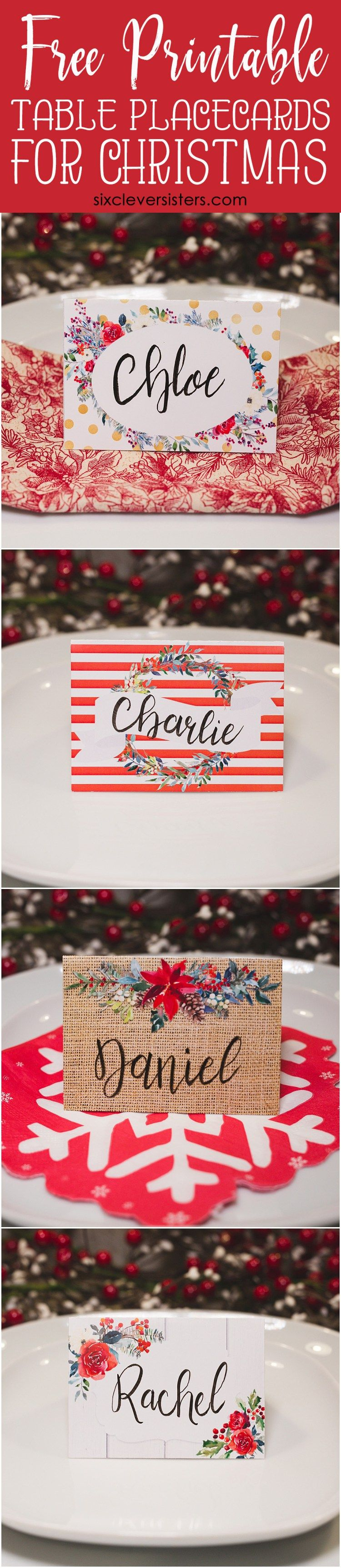 Christmas Table Place Cards | Christmas Name Place Cards | Christmas - Christmas Table Name Cards Free Printable