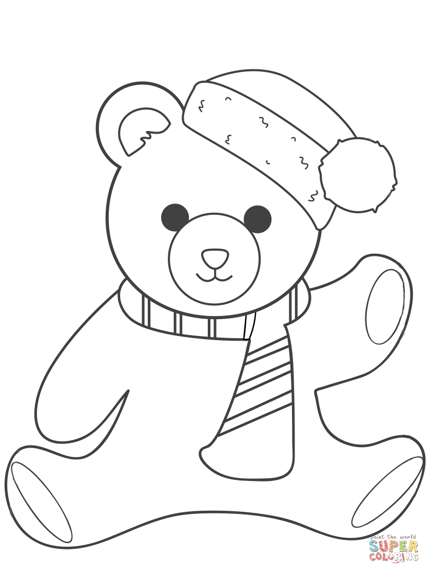 Christmas Teddy Bear Coloring Page | Free Printable Coloring Pages - Teddy Bear Coloring Pages Free Printable