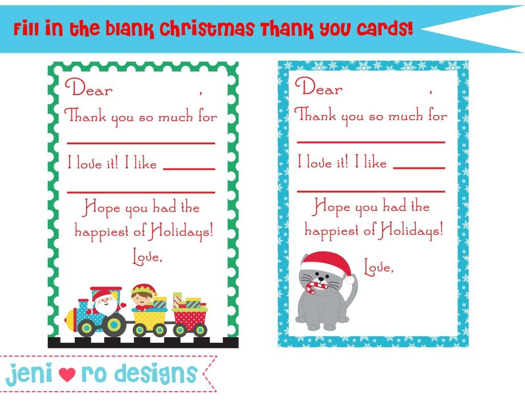 Christmas Thank You Card Printable - Free! Www.jenirodesigns - Christmas Thank You Cards Printable Free