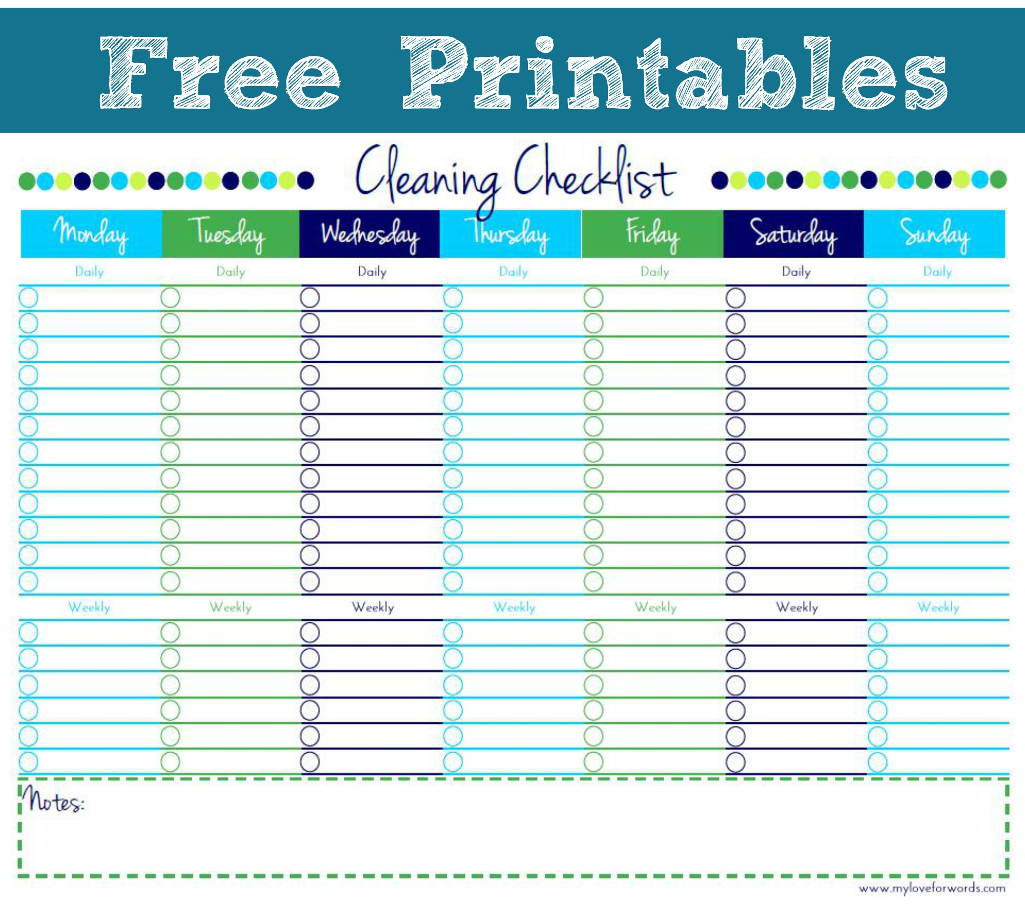 Cleaning Checklist {Free Printable} - Free Printable Checklist