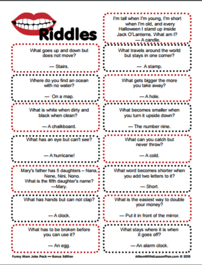 7th grade riddles worksheet