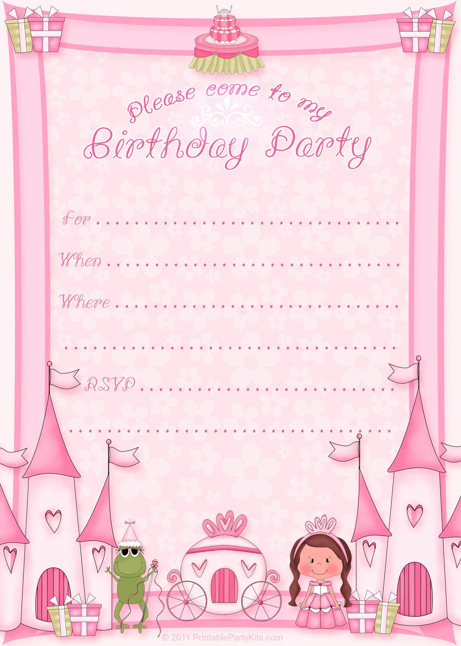 Click On The Printable Princess Birthday Party Invitation Template - Free Printable Princess Invitation Cards