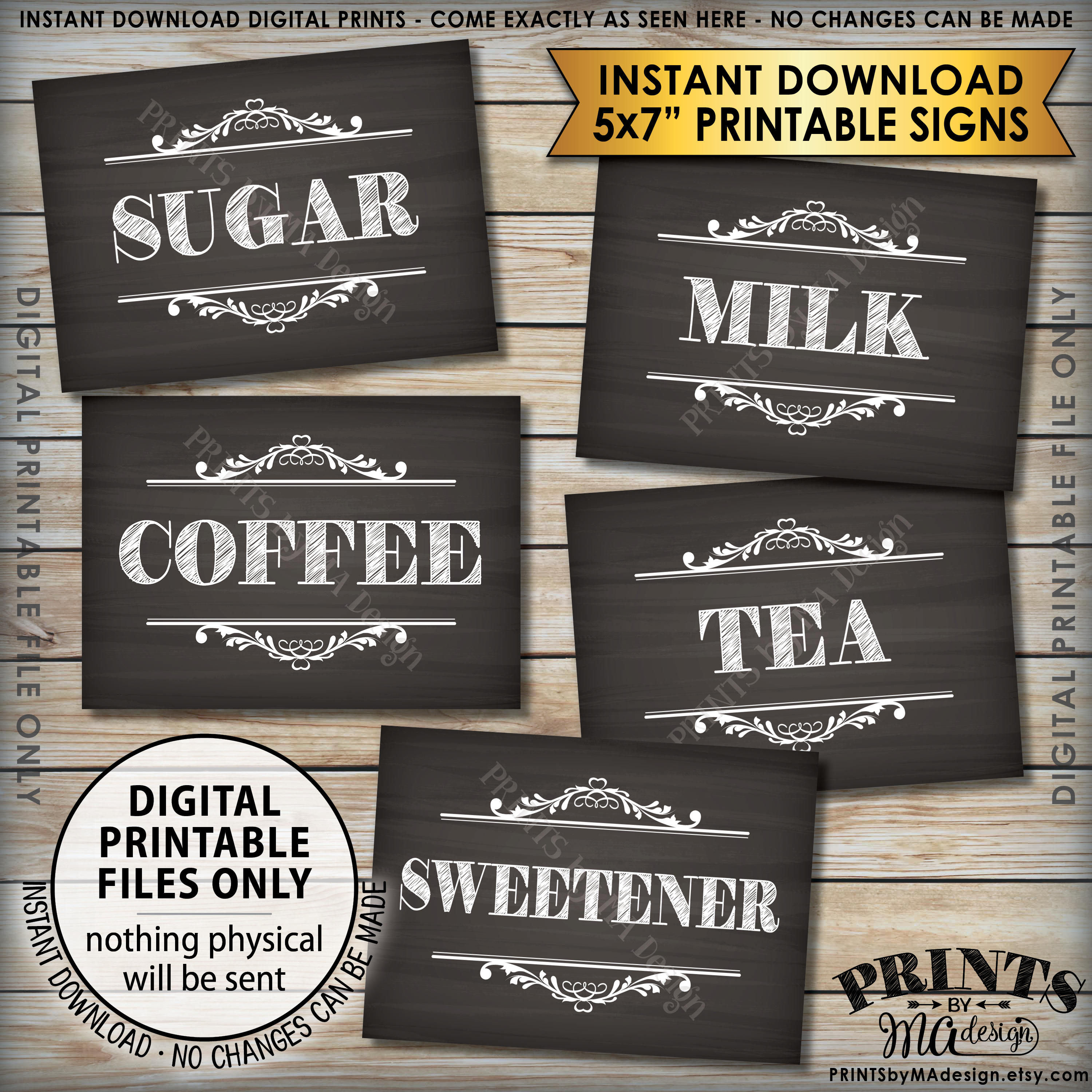 Coffee Bar Signs, Coffee Sign, Beverage Station, Tea Sign, Wedding - Free Printable Coffee Bar Signs