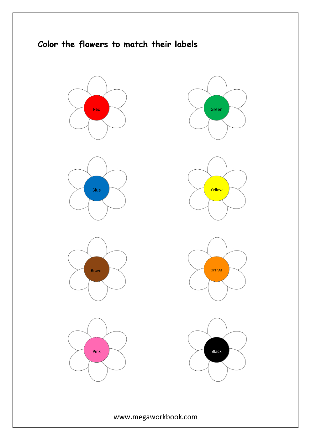 Color Recognition Worksheet - Color The Objects Using Matching Color - Color Recognition Worksheets Free Printable