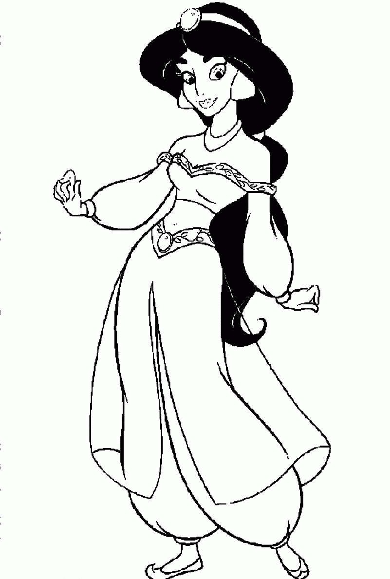 Coloring Pages ~ Cartoon Printable Disney Princess Coloring Pages - Free Printable Princess Jasmine Coloring Pages