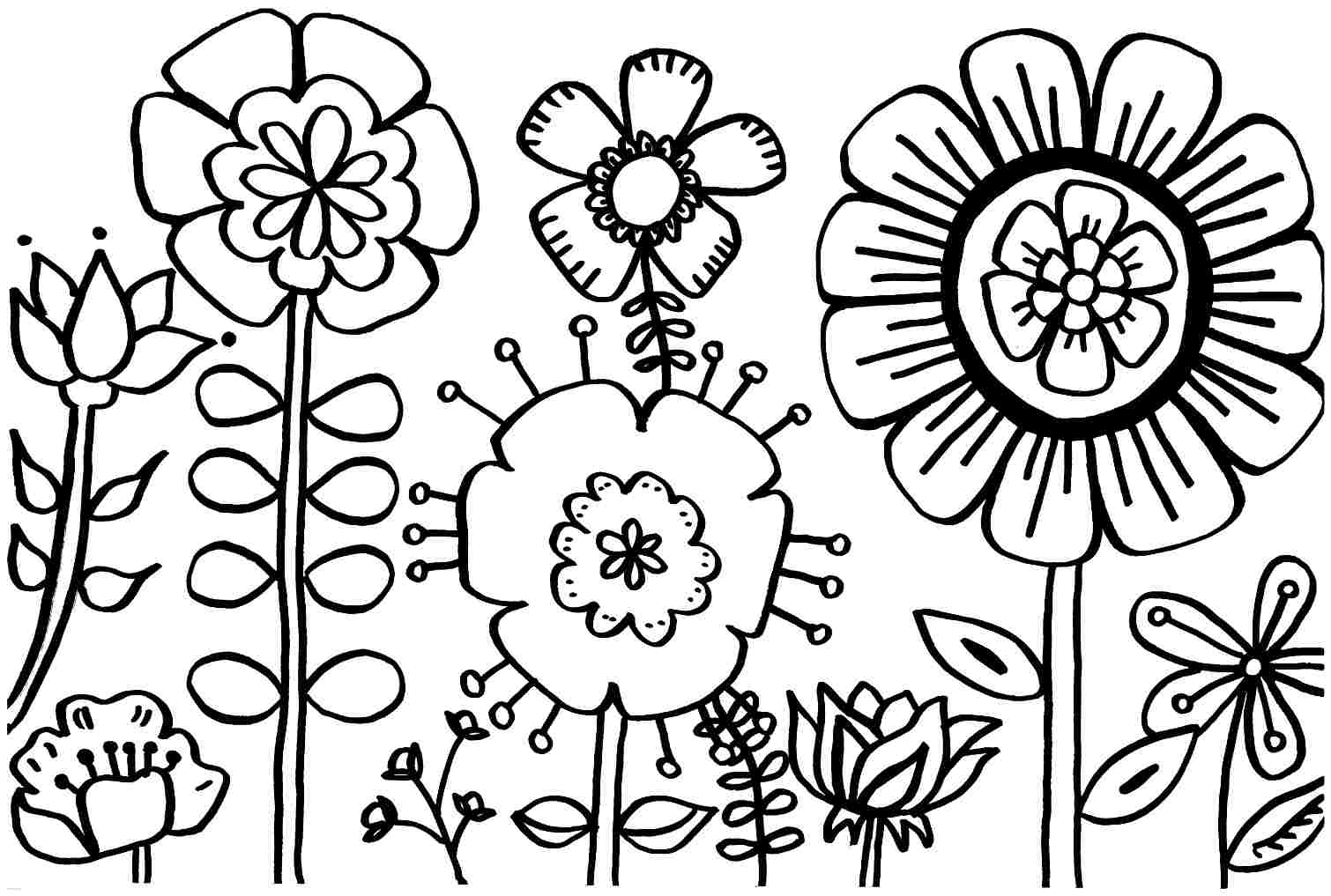 Coloring Pages : Fabulous Spring Flower Coloring Pages Flowers To - Free Printable Flower Coloring Pages