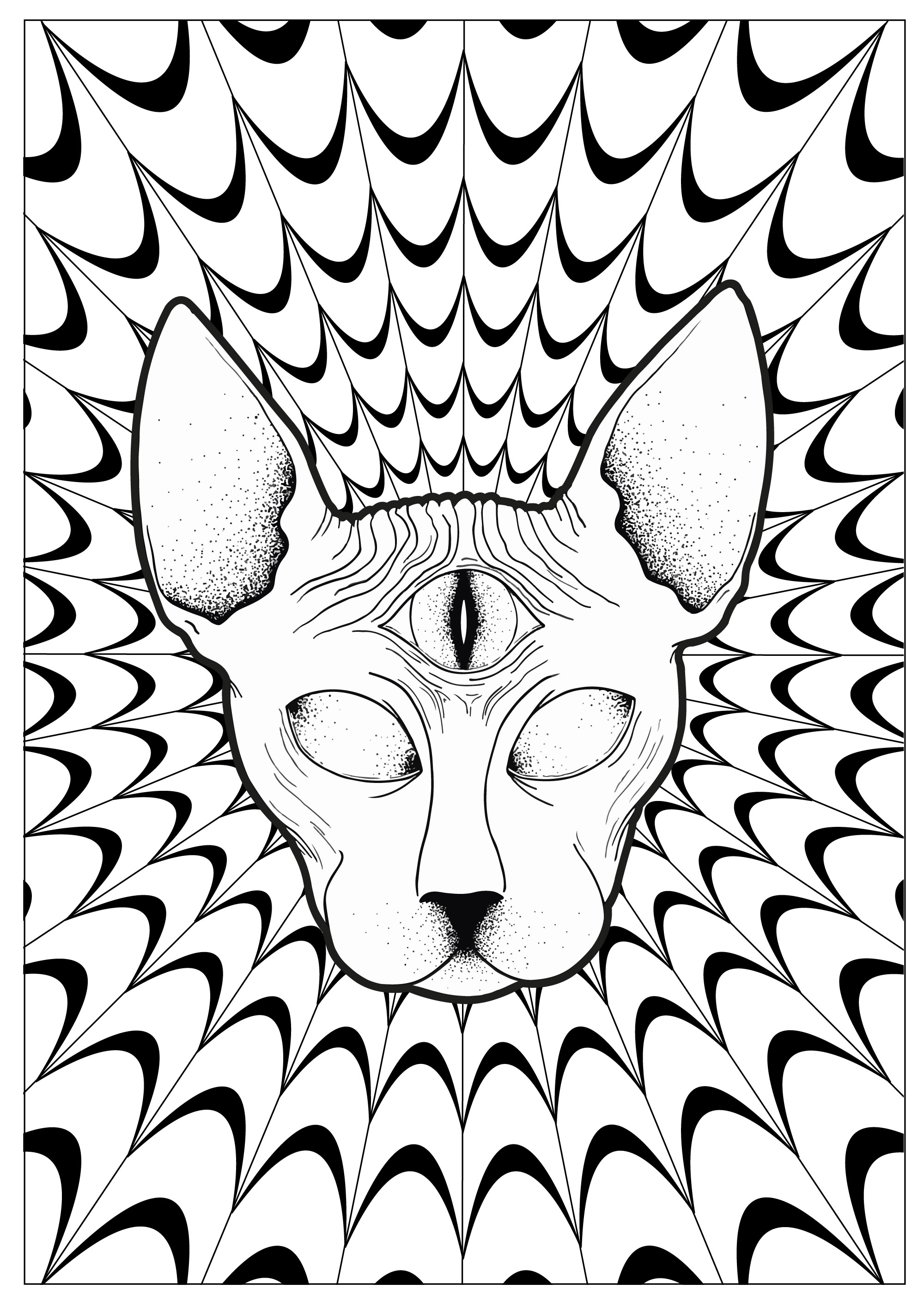 Coloring Pages : Trippy Coloring Pages Cat Psychedelic Sphynx - Free Printable Trippy Coloring Pages