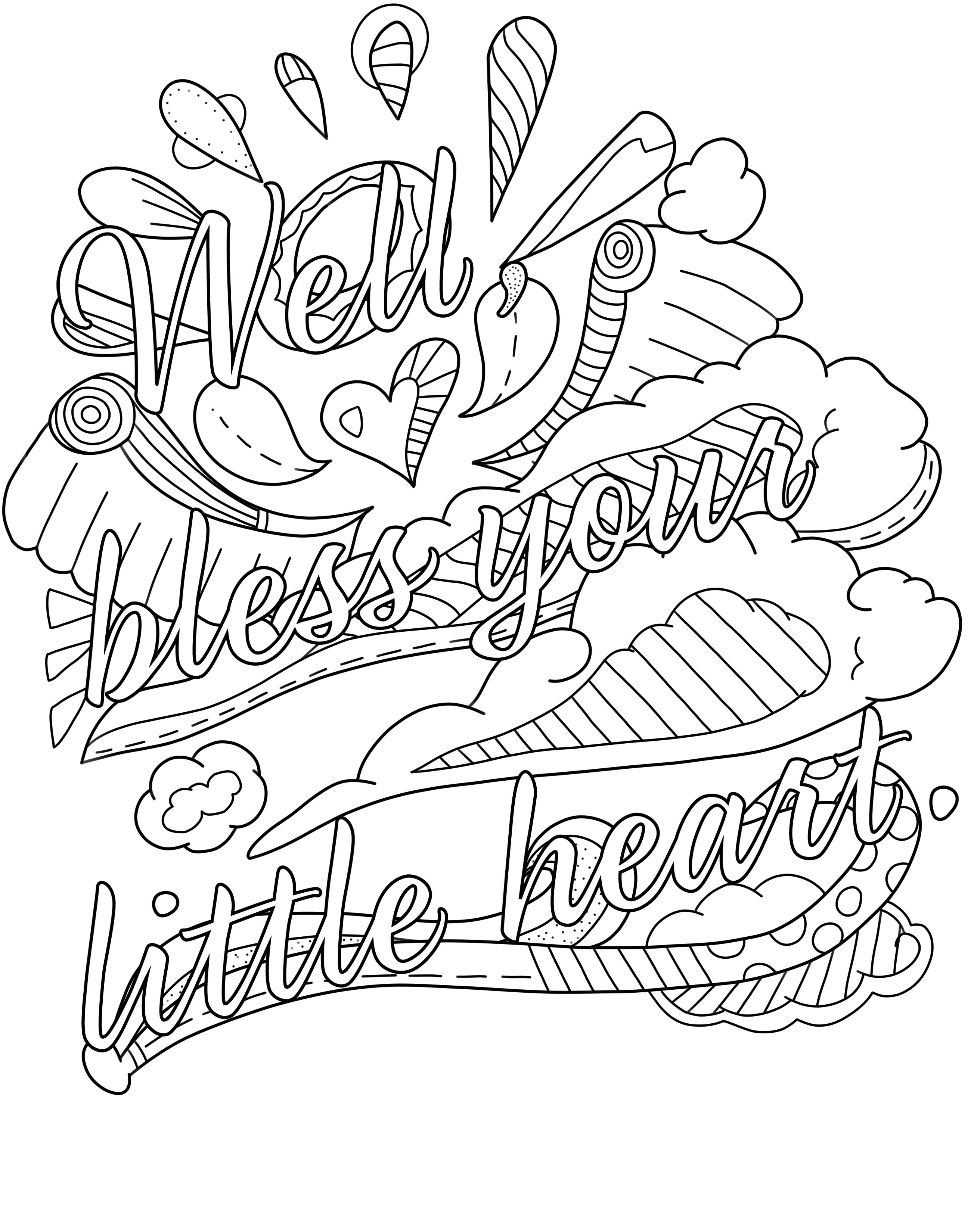 Coloring Pages : Well Bless Your Little Heart Free Swear Word - Swear Word Coloring Pages Printable Free