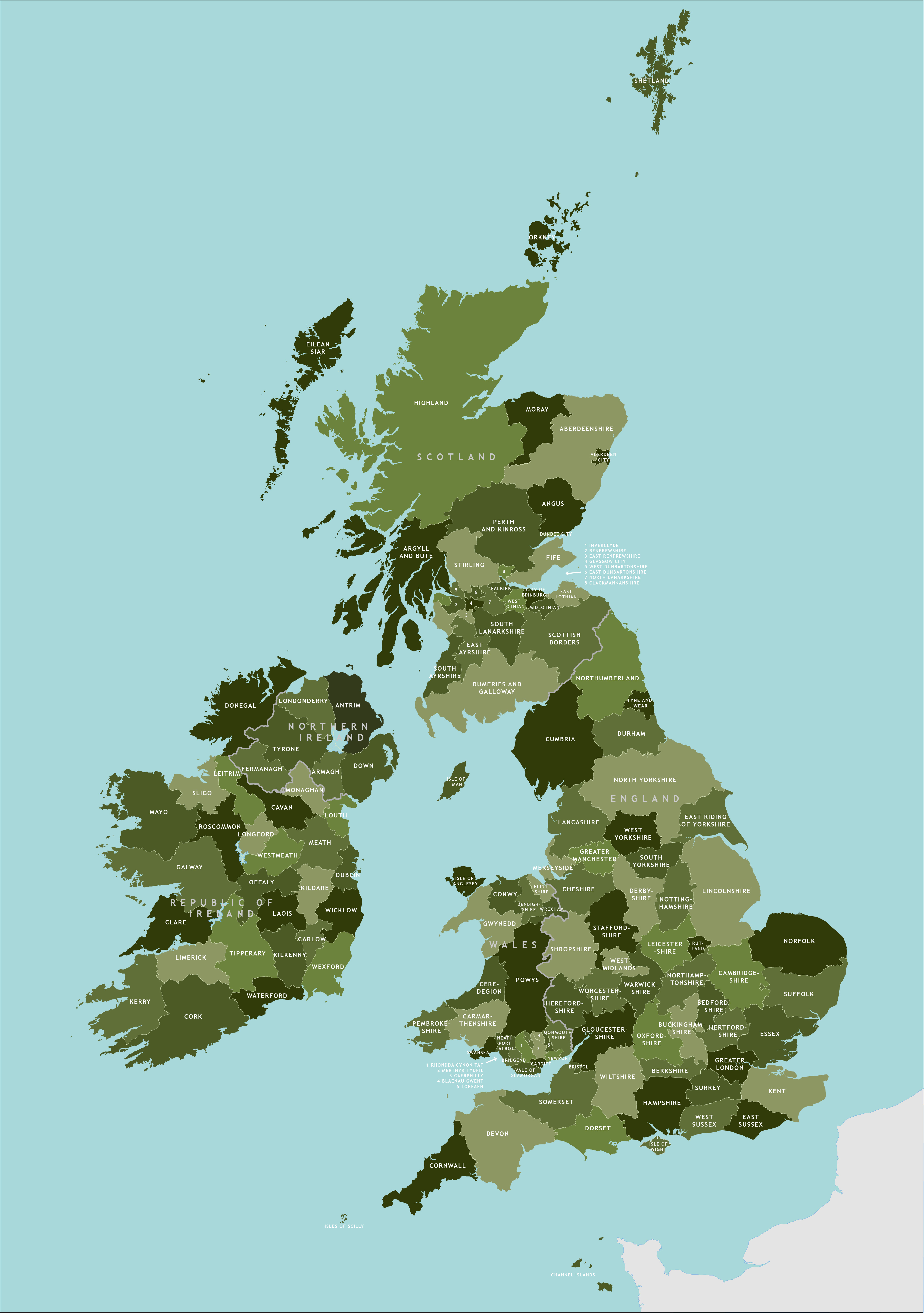 County Map Of Britain And Ireland - Royalty Free Vector Map - Maproom - Free Printable Map Of Uk And Ireland