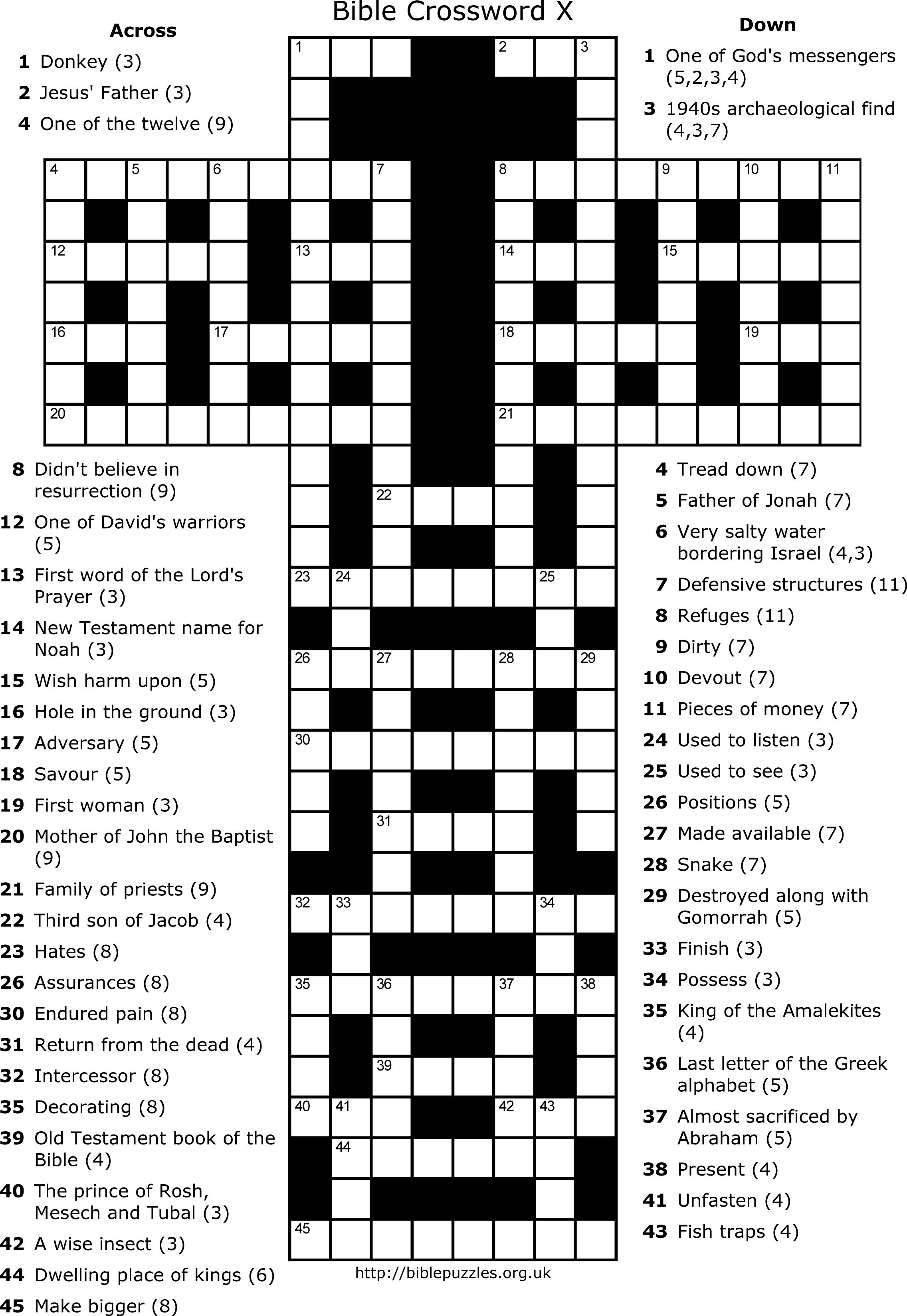 Cross Shaped Bible Crossword #easter … | Archana | Pinte… - Christian Word Search Puzzles Free Printable