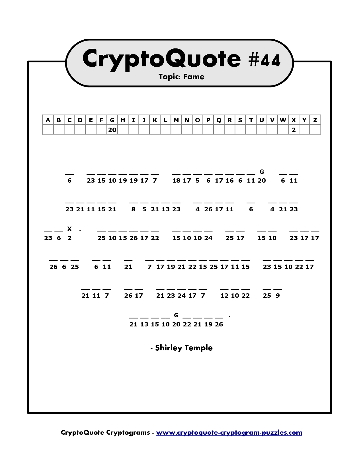 Cryptogram Puzzles To Print | Shirley Temple Cryptoquote - Printable - Free Printable Cryptograms