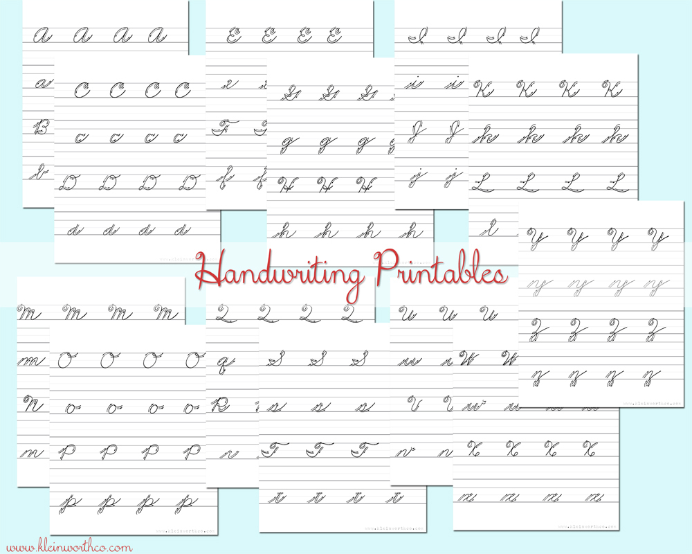 Cursive Handwriting Practice Sheets #backtoschoolweek - Kleinworth &amp;amp; Co - Free Printable Worksheets Handwriting Practice