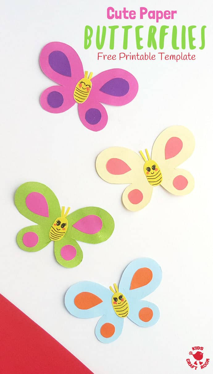 Cute Paper Butterfly Craft - Kids Craft Room - Free Printable Butterfly Cutouts