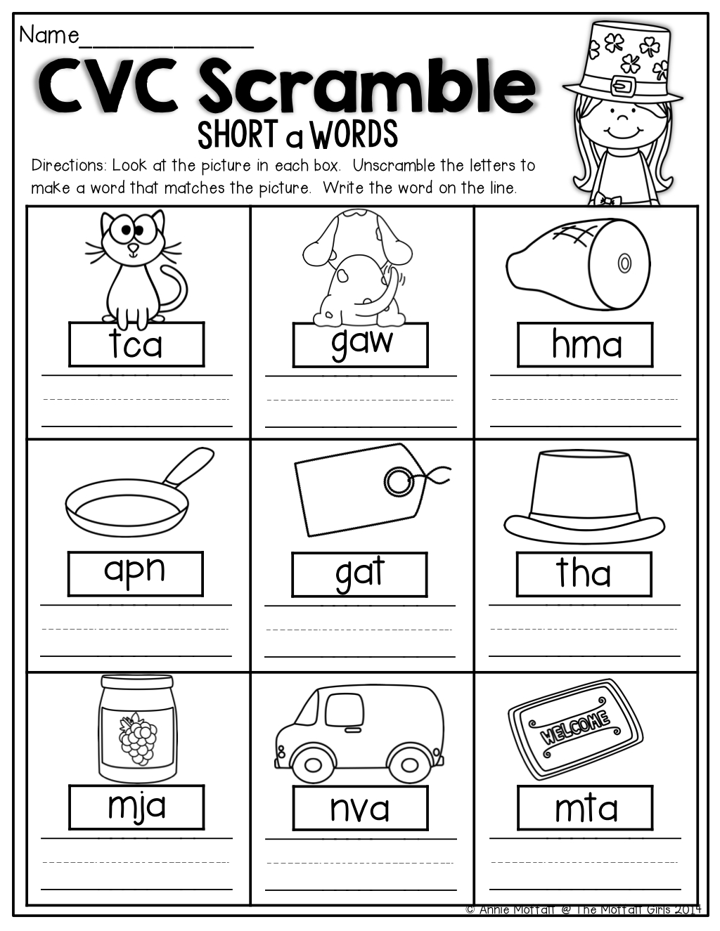 Cvc Scramble! Look At The Picture And Unscramble The Letters To Make - Free Printable Cvc Worksheets
