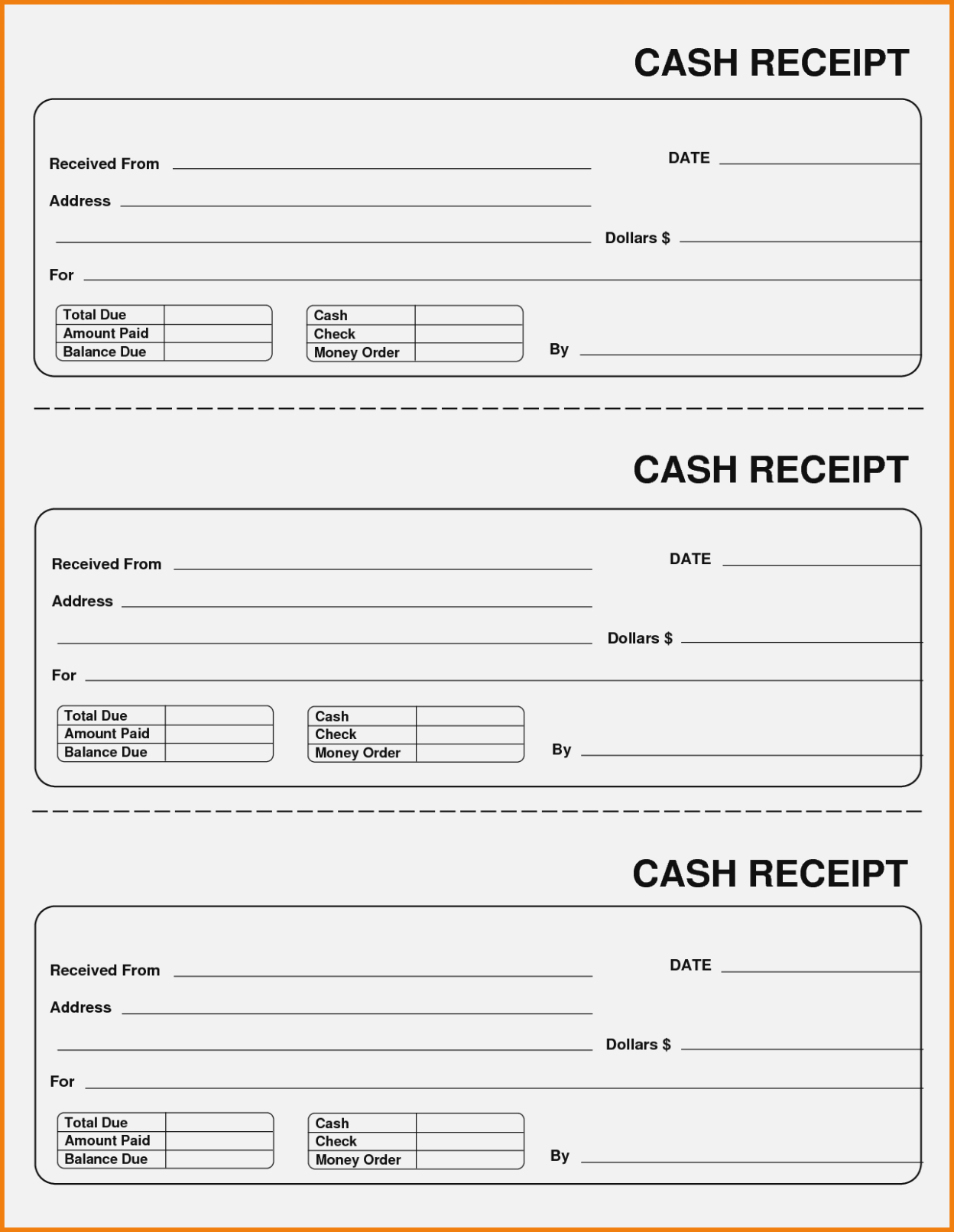 Printable Child Care Receipt Template