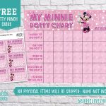 Digital Pink Minnie Mouse Potty Training Chart Free Punch Cards   Free Printable Minnie Mouse Potty Training Chart
