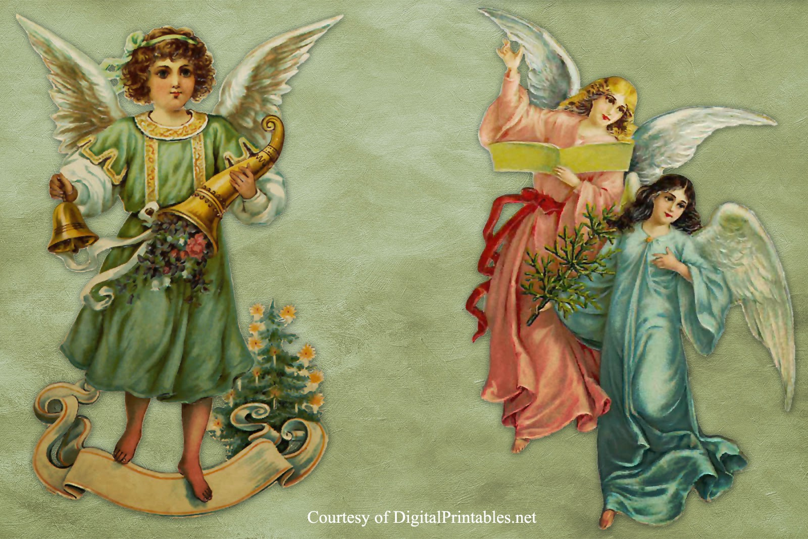 Digital Printables: Free Printable Victorian Christmas Angel Scraps - Free Printable Decoupage Images